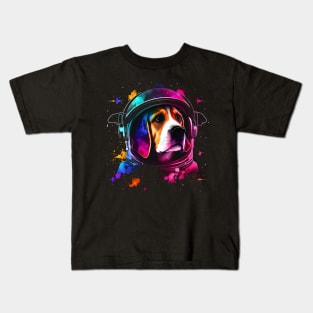 Funny Beagle Astronaut Dog in Outer Space Cosmic Explorer Kids T-Shirt